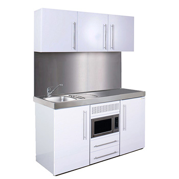 1500mm Commercial Eyeline Silver Mini Kitchen with Wall Cupboards